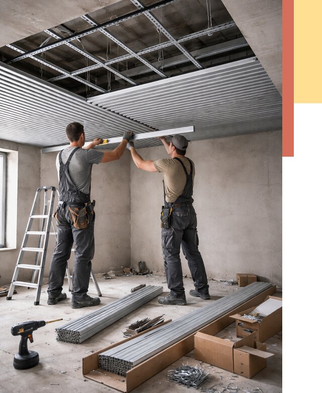 Монтаж реечного потолка в Коврове от 4604 руб. под ключ | ОТДЕЛОЧНИК-Квр