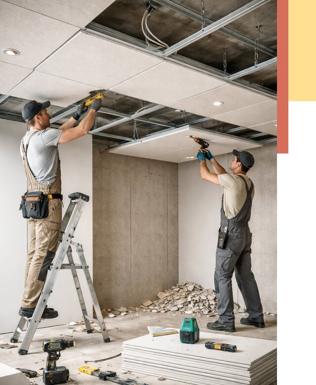 Монтаж акустического потолка в Коврове от 6651 руб/м2 — быстро и недорого | ОТДЕЛОЧНИК-Квр