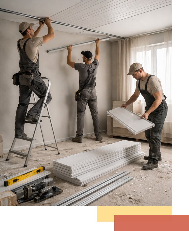 Монтаж потолка из ПВХ панелей в Коврове оперативно и качественно