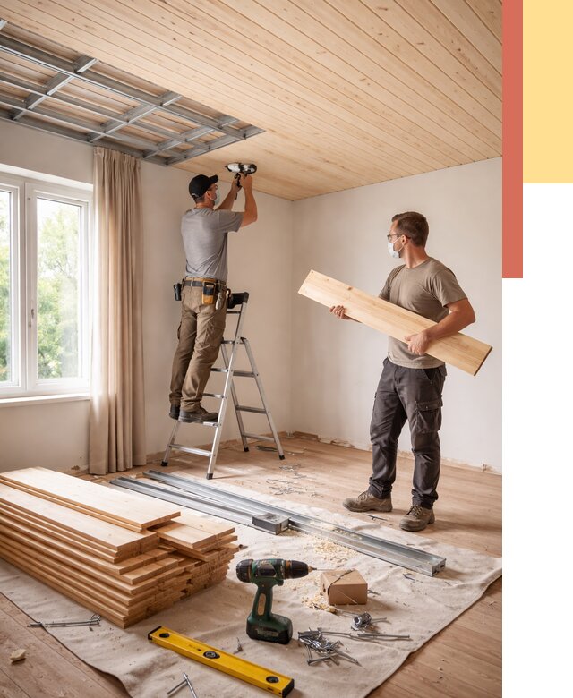 Монтаж потолка из вагонки в Коврове от 6651 руб. | Быстро и недорого — ОТДЕЛОЧНИК-Квр