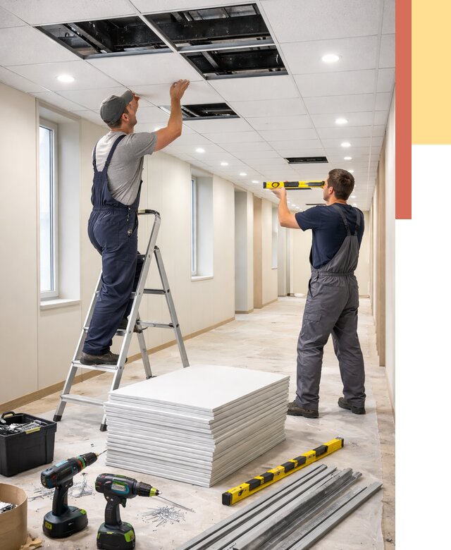 Ремонт потолка Армстронг в Коврове от 4604 руб. — быстро и недорого | ОТДЕЛОЧНИК-Квр