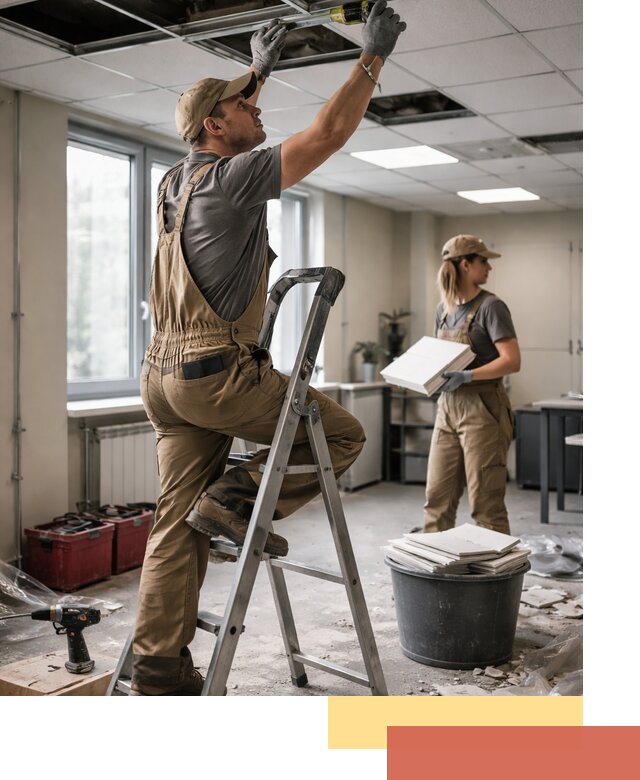 Ремонт потолка Армстронг и замена плит в Коврове