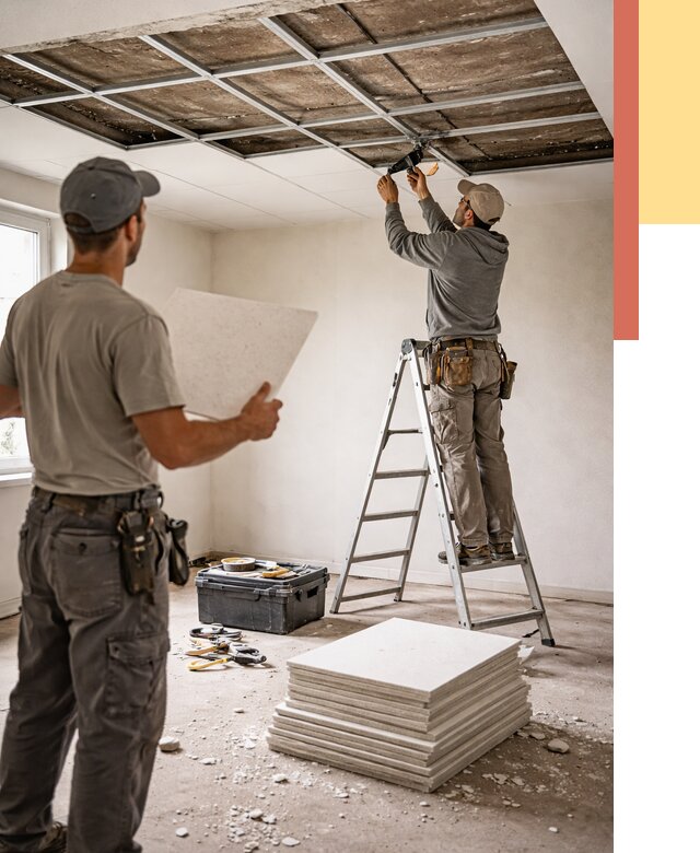 Замена плит подвесного потолка в Коврове от 1791 руб. быстро и недорого | ОТДЕЛОЧНИК-Квр