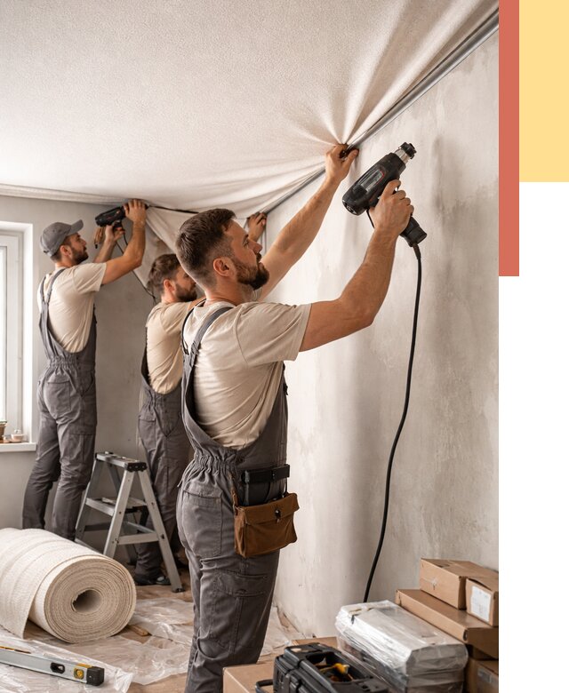 Монтаж фактурного натяжного потолка в Коврове от 767 руб. — ОТДЕЛОЧНИК-Квр