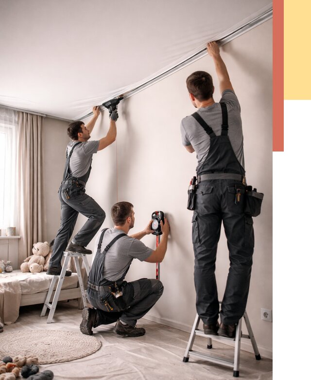 Монтаж натяжного потолка в детской в Коврове от 3581 руб. — быстро и недорого | ОТДЕЛОЧНИК-Квр