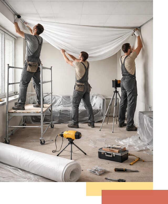 Монтаж натяжного потолка в офисе в Коврове