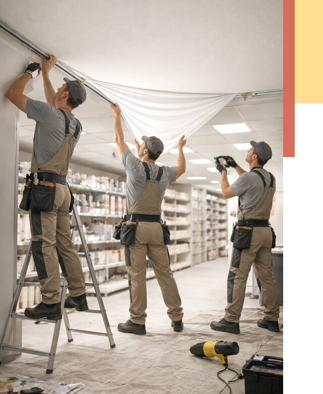 Монтаж натяжного потолка в магазине в Коврове от 4604 руб. быстро и недорого | ОТДЕЛОЧНИК-Квр