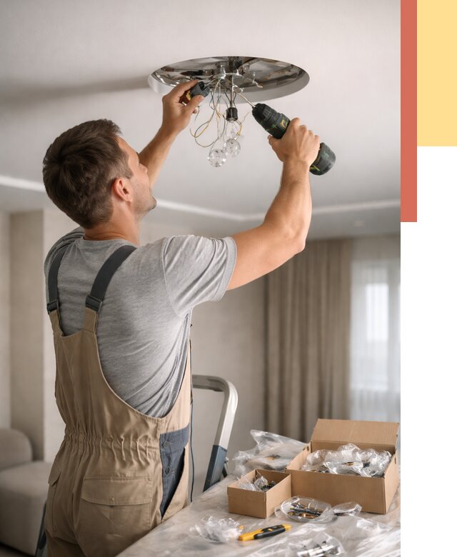 Установка люстры в натяжной потолок в Коврове от 1228 руб. | Быстро и недорого — ОТДЕЛОЧНИК-Квр