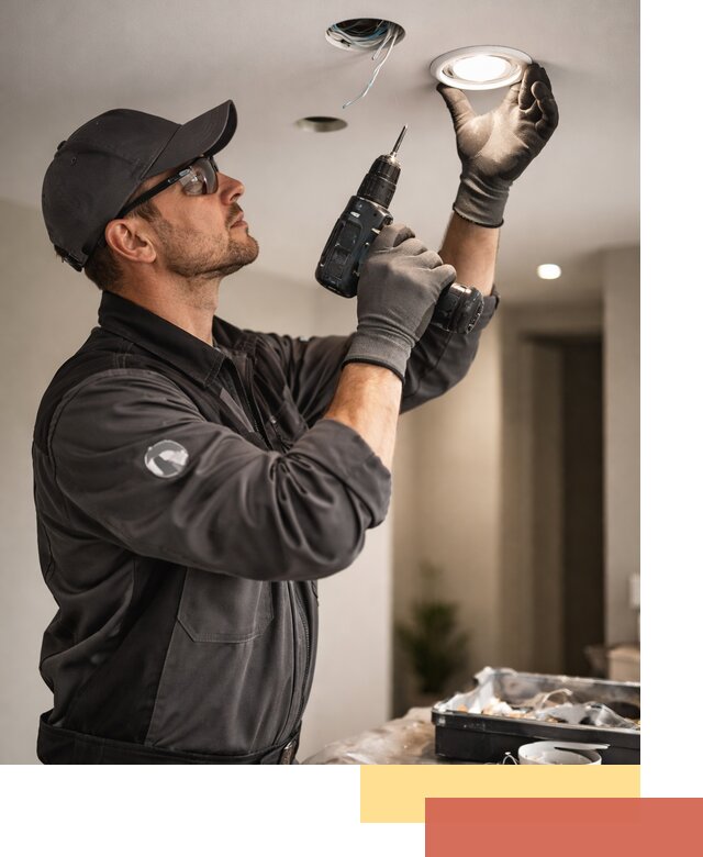 Установка точечных светильников в натяжной потолок в Коврове