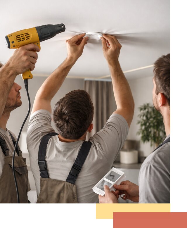 Ремонт прокола полотна натяжного потолка в Коврове