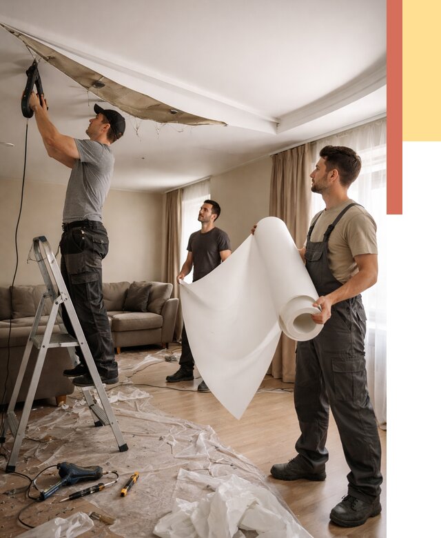 Замена полотна натяжного потолка в Коврове от 9720 руб. быстро и недорого | ОТДЕЛОЧНИК-Квр