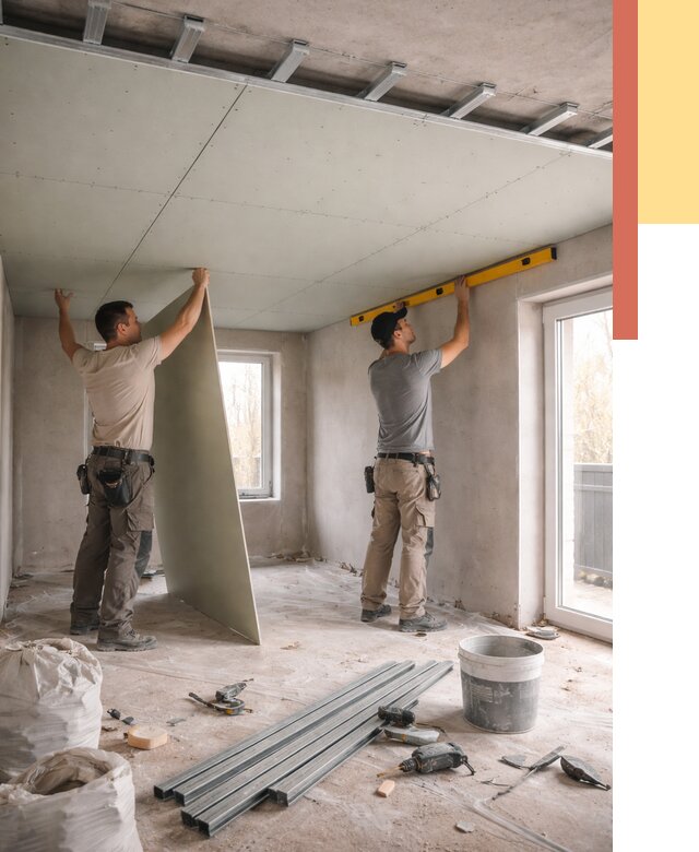 Одноуровневый потолок из гипсокартона в Коврове от 767 руб. — монтаж под ключ | ОТДЕЛОЧНИК-Квр