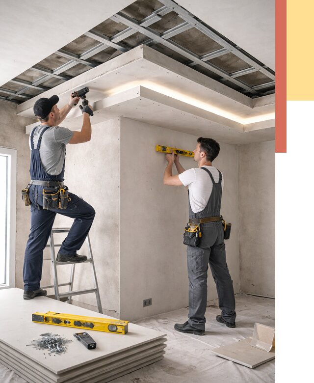 Двухуровневый потолок из гипсокартона в Коврове от 1484 руб. под ключ | ОТДЕЛОЧНИК-Квр