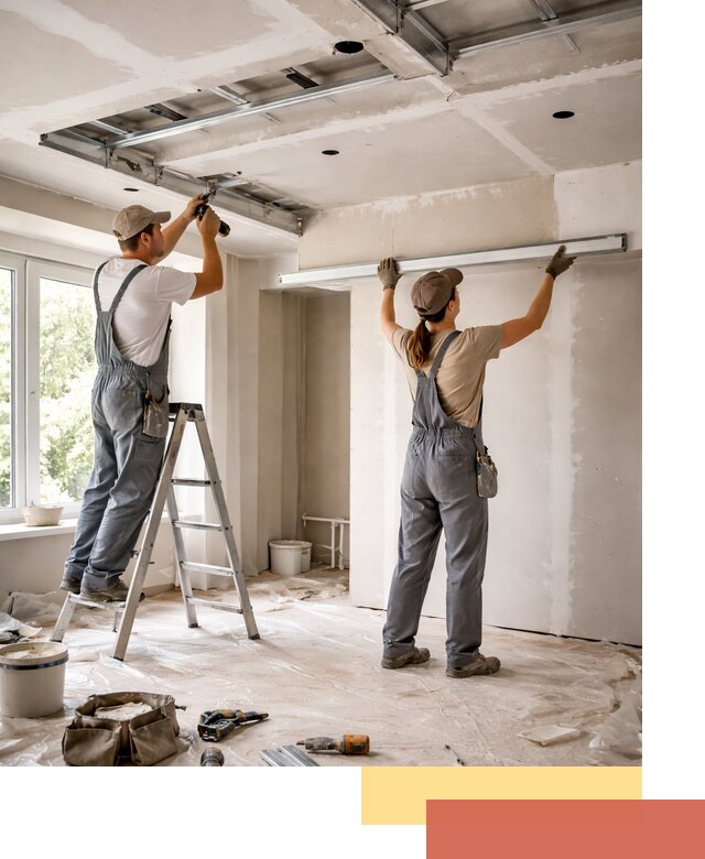 Монтаж многоуровневого потолка из гипсокартона в Коврове