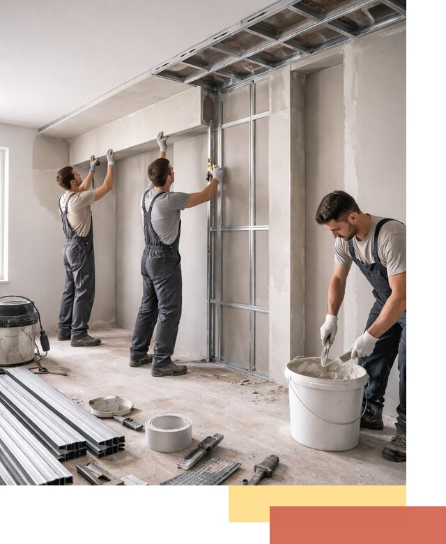 Монтаж потолка из гипсокартона с нишей в Коврове