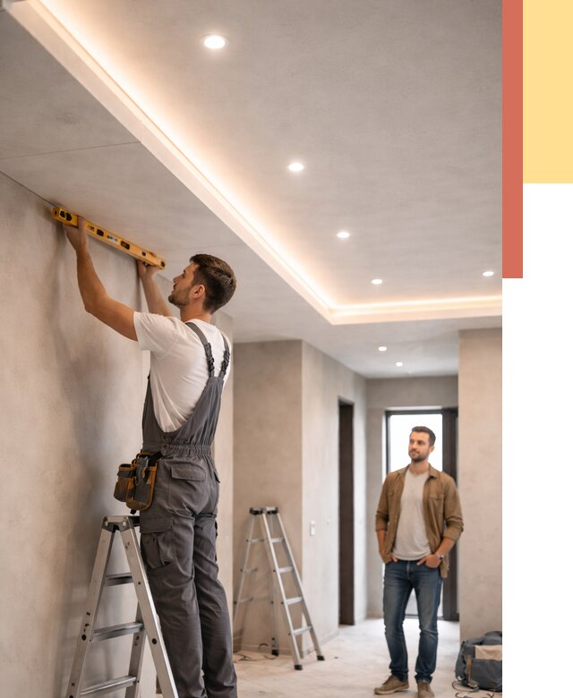 Потолок из гипсокартона с подсветкой в Коврове от 767 руб./м2 под ключ | ОТДЕЛОЧНИК-Квр