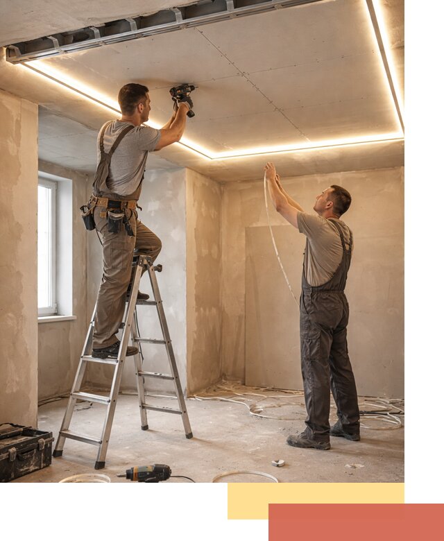 Потолок из гипсокартона с подсветкой в Коврове