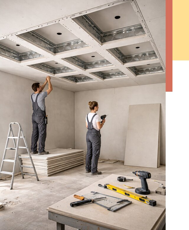 Кессонный потолок из гипсокартона в Коврове от 1893 руб. — монтаж и под ключ | ОТДЕЛОЧНИК-Квр