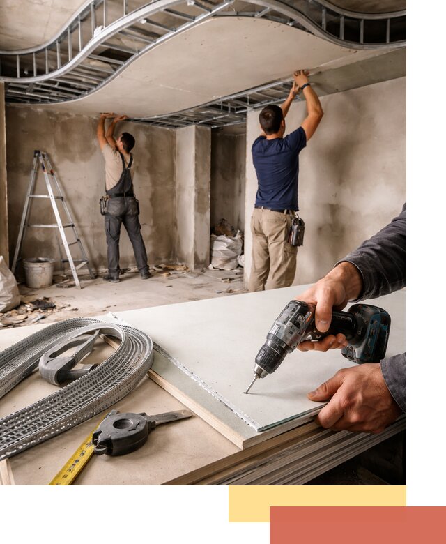 Криволинейный потолок из гипсокартона в Коврове — монтаж и отделка