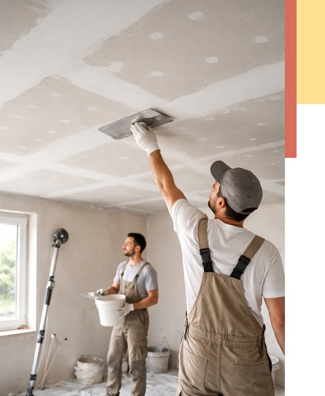 Шпаклевка потолка из гипсокартона в Коврове от 3274 руб./м2 — услуги под ключ | ОТДЕЛОЧНИК-Квр