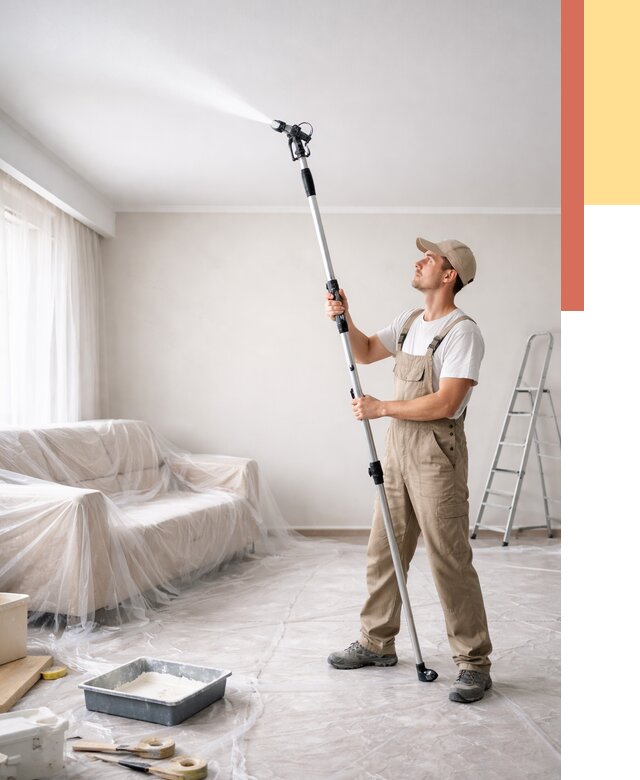 Покраска потолка краскопультом в Коврове от 4604 руб. быстро и недорого | ОТДЕЛОЧНИК-Квр