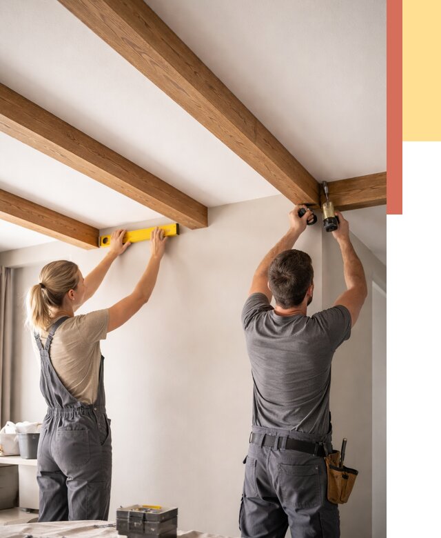 Монтаж декоративных балок на потолок в Коврове от 4297 руб. — ОТДЕЛОЧНИК-Квр