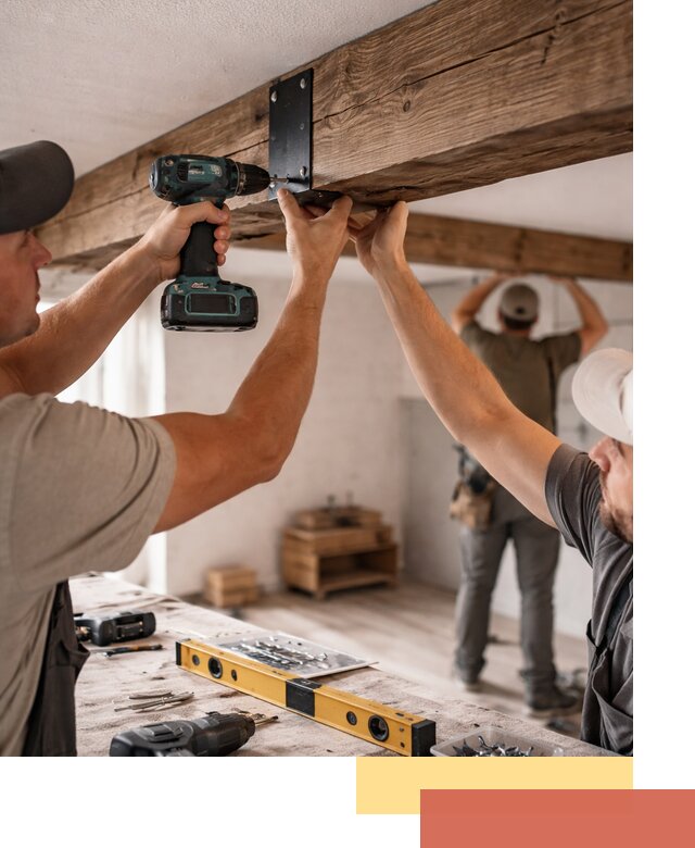 Монтаж декоративных потолочных балок в Коврове